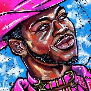 Lil Nas x Pink Cowboy Look - Impression A4 ou A3 de ma peinture acrylique originale de portrait