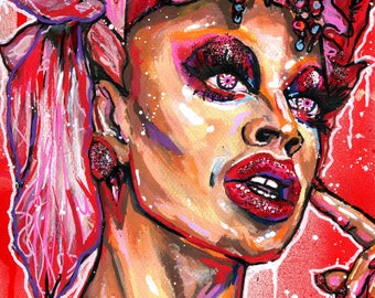 Yvie Oddly from Rupauls Drag Race- A4 or A3 print of my original acrylic portrait painting