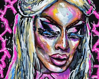 Alaska Thunder from Rupauls Drag race - A4 or A3 print of my original acrylic portrait painting