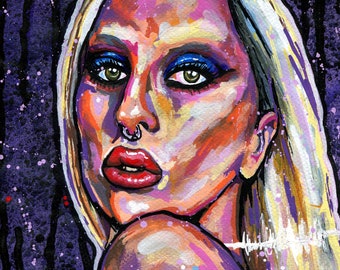 Lady Gaga - A4 or A3 print of my original acrylic portrait painting