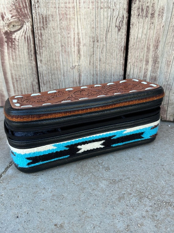 Genuine Tooled Leather Saddle Bag Jewelry Box - image 4