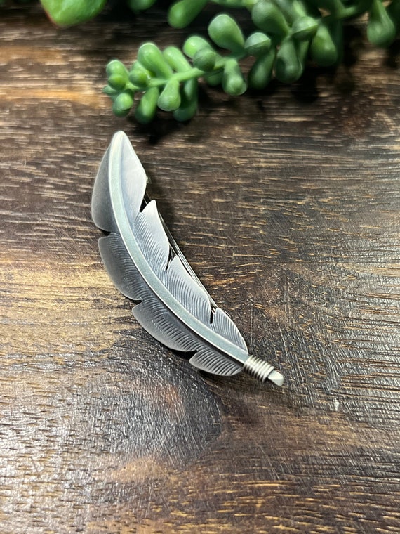 Billy Long Sterling Silver Feather Hair Barrette - image 4