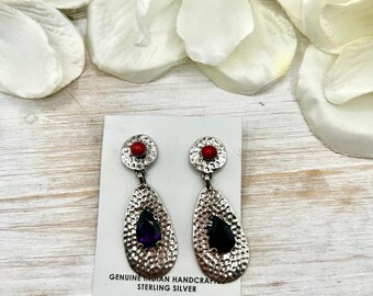 Robert Shakey Multi Stone & Sterling Silver Post Earrings