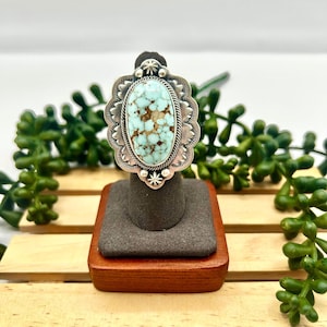 Randy Boyd Highgrade Dry Creek Turquoise & Sterling Silver Ring Size 6.75