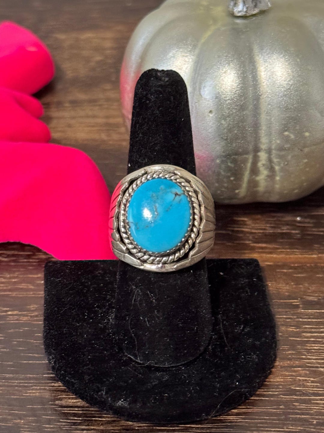 Southwest Handmade Kingman Turquoise & Sterling Silver Size Ring 8 - Etsy