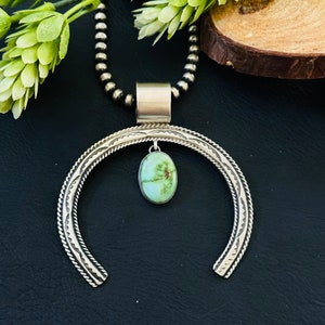 Navajo Made Sonoran Gold Turquoise & Sterling Silver Naja Pendant