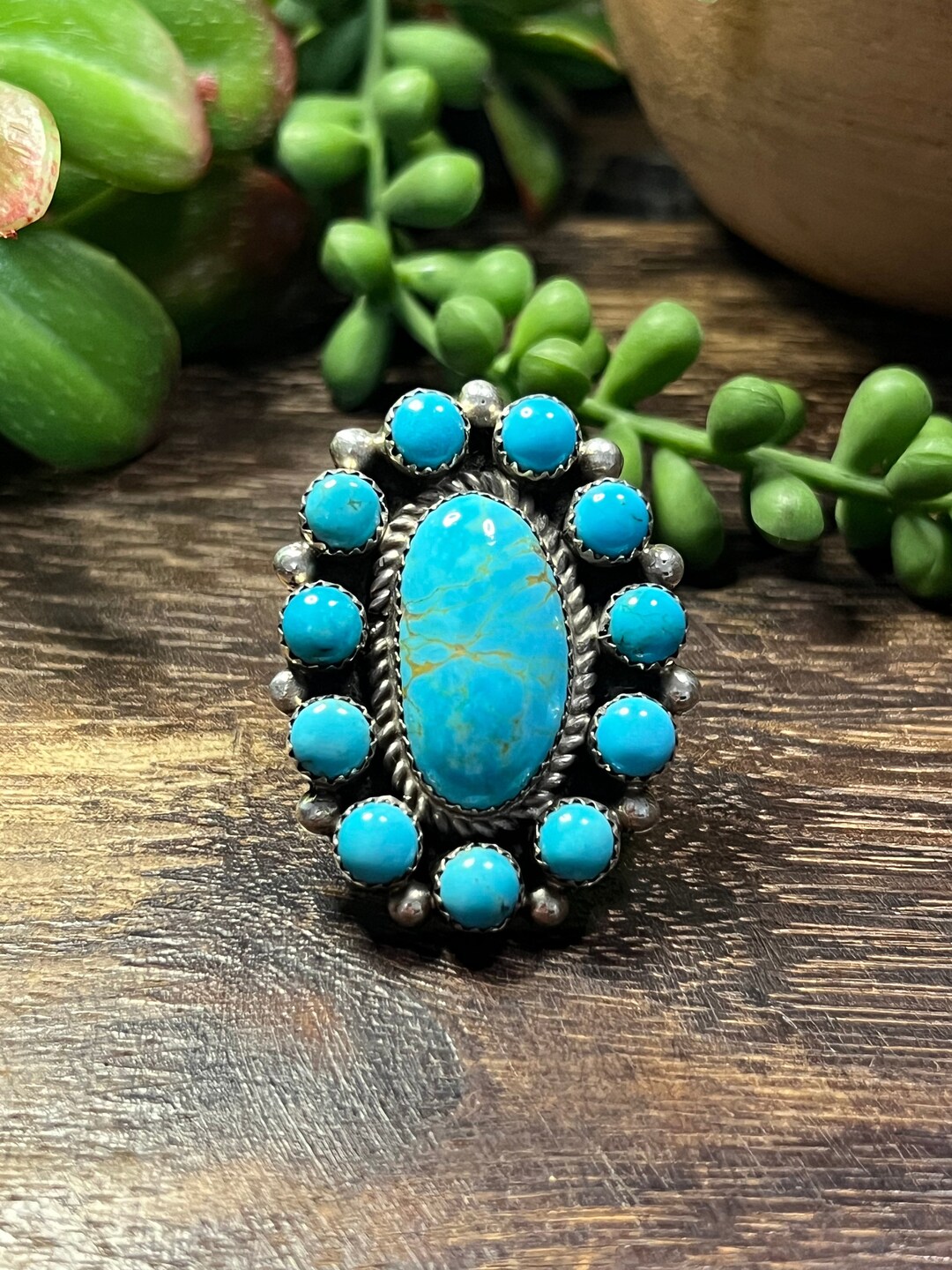 Robert Shakey Kingman Turquoise & Sterling Silver Ring Size 7.5 - Etsy