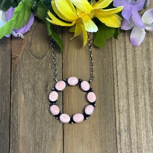 Navajo Made Pink Conch & Sterling Silver Necklace