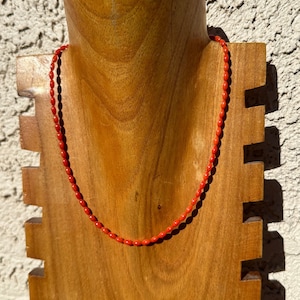 Navajo Strung Red Coral & Sterling Silver Beaded Necklace