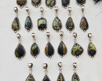 TTD Black Jack Turquoise & Sterling Silver Pendants