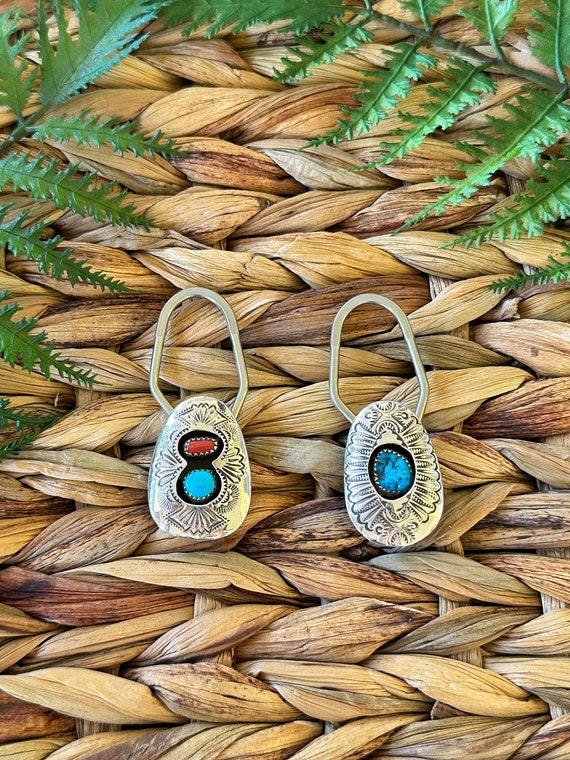Navajo Made Multi Stone & Sterling Silver Keychain