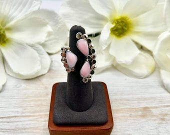 Navajo Made Pink Conch & Sterling Silver Adjustable Ring