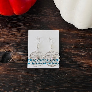 Navajo Made Pink Conch & Sterling Silver Dangle Earrings