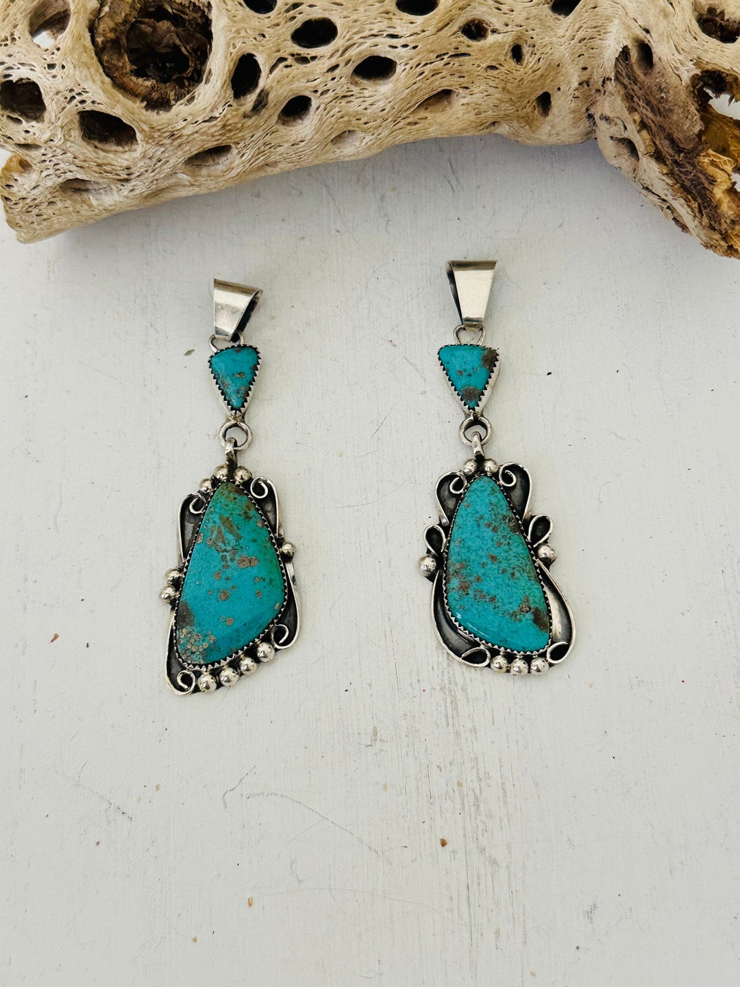 Navajo Handmade Kingman Turquoise & Sterling Silver Pendant - Etsy