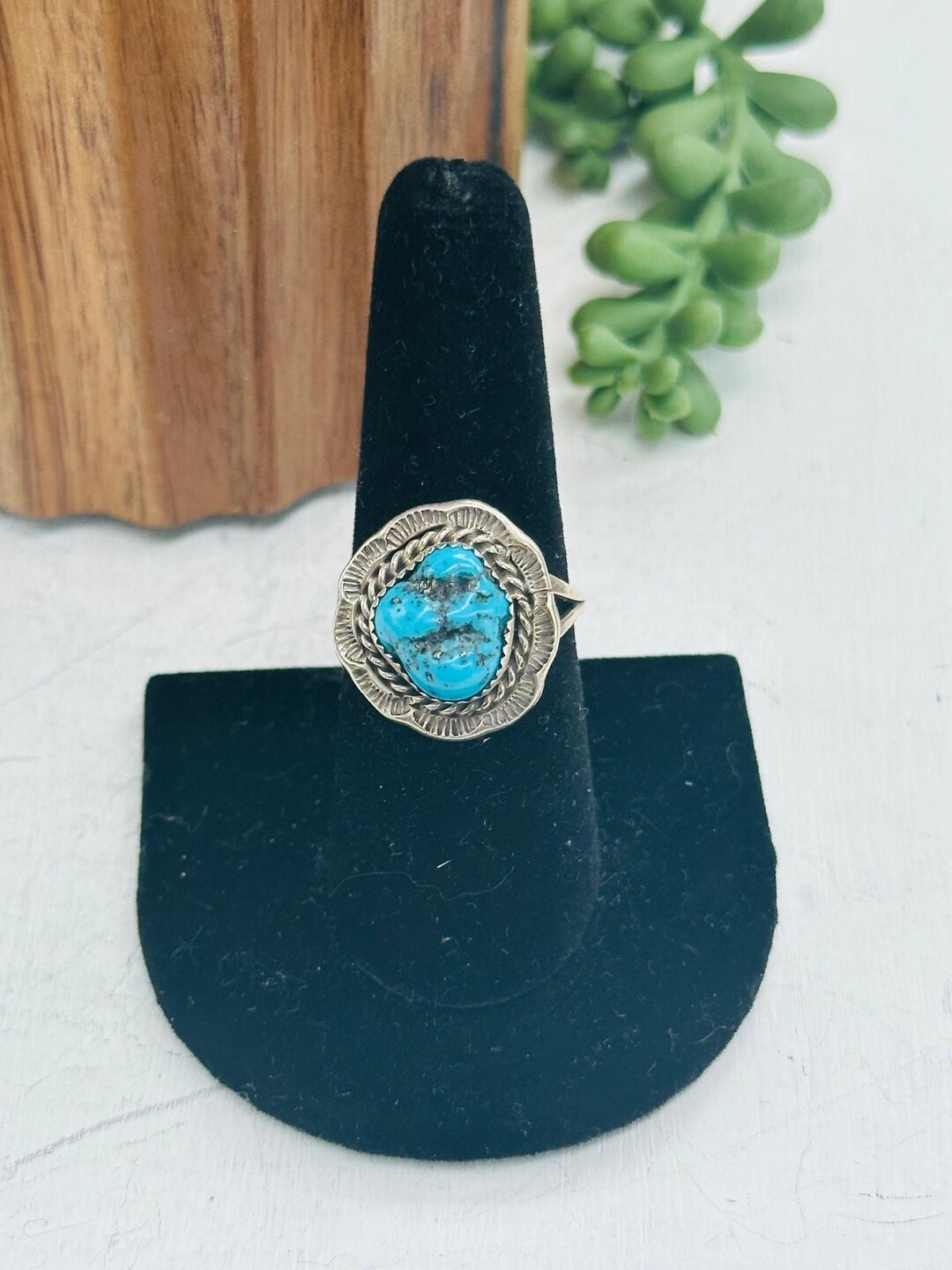 Navajo Made Kingman Turquoise & Sterling Silver Ring - Etsy