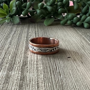 Navajo Made Copper & Sterling Silver Ring Size 13.75