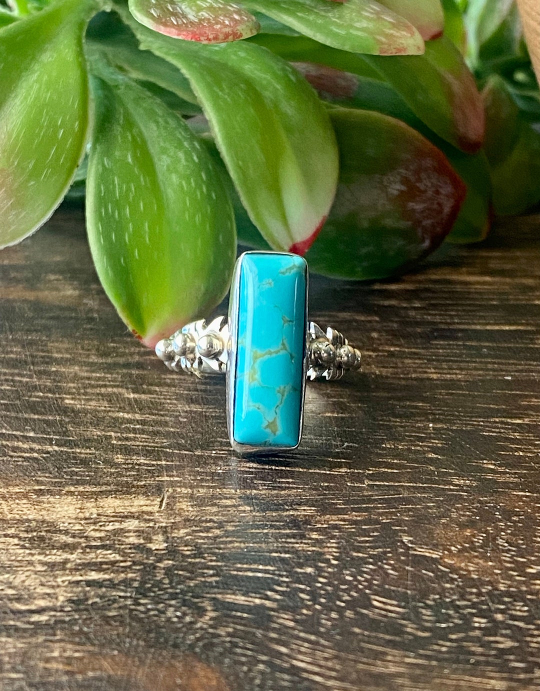 Navajo Made Kingman Turquoise & Sterling Silver Bar Ring Size 6.5 - Etsy