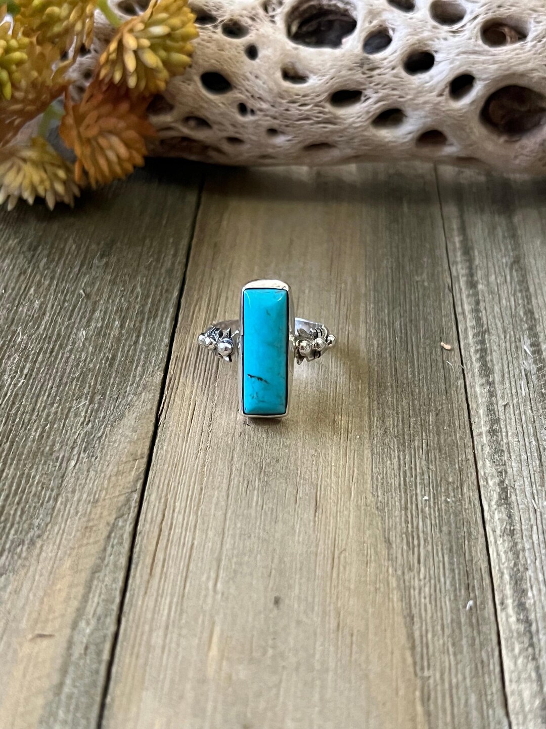 Navajo Made Kingman Turquoise & Sterling Silver Ring Size 6.75 - Etsy