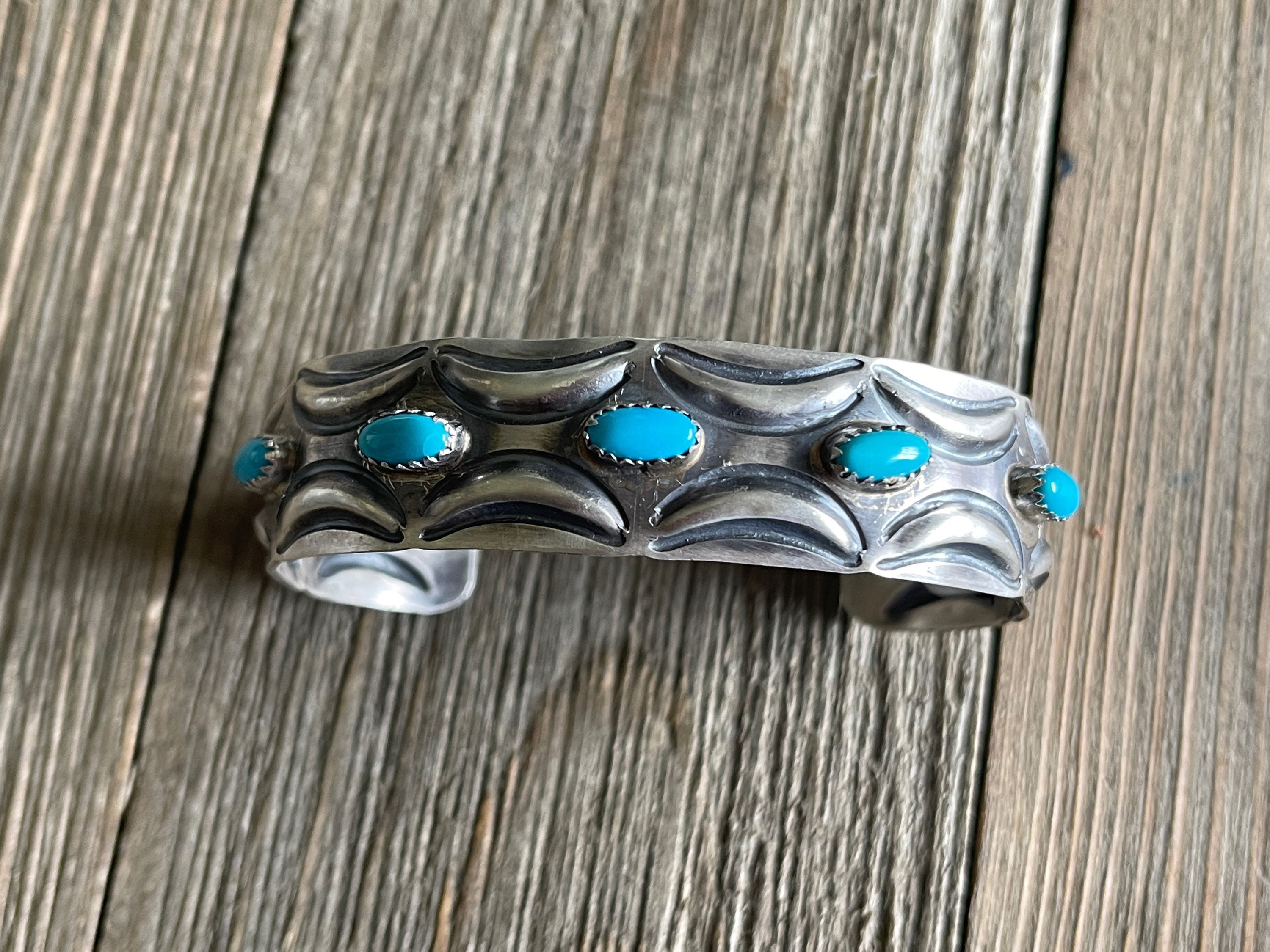 Tim Yazzie Turquoise & Sterling Silver Cuff Bracelet | Etsy