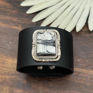 Julia Etsitty White Buffalo & Genuine Leather Bracelet
