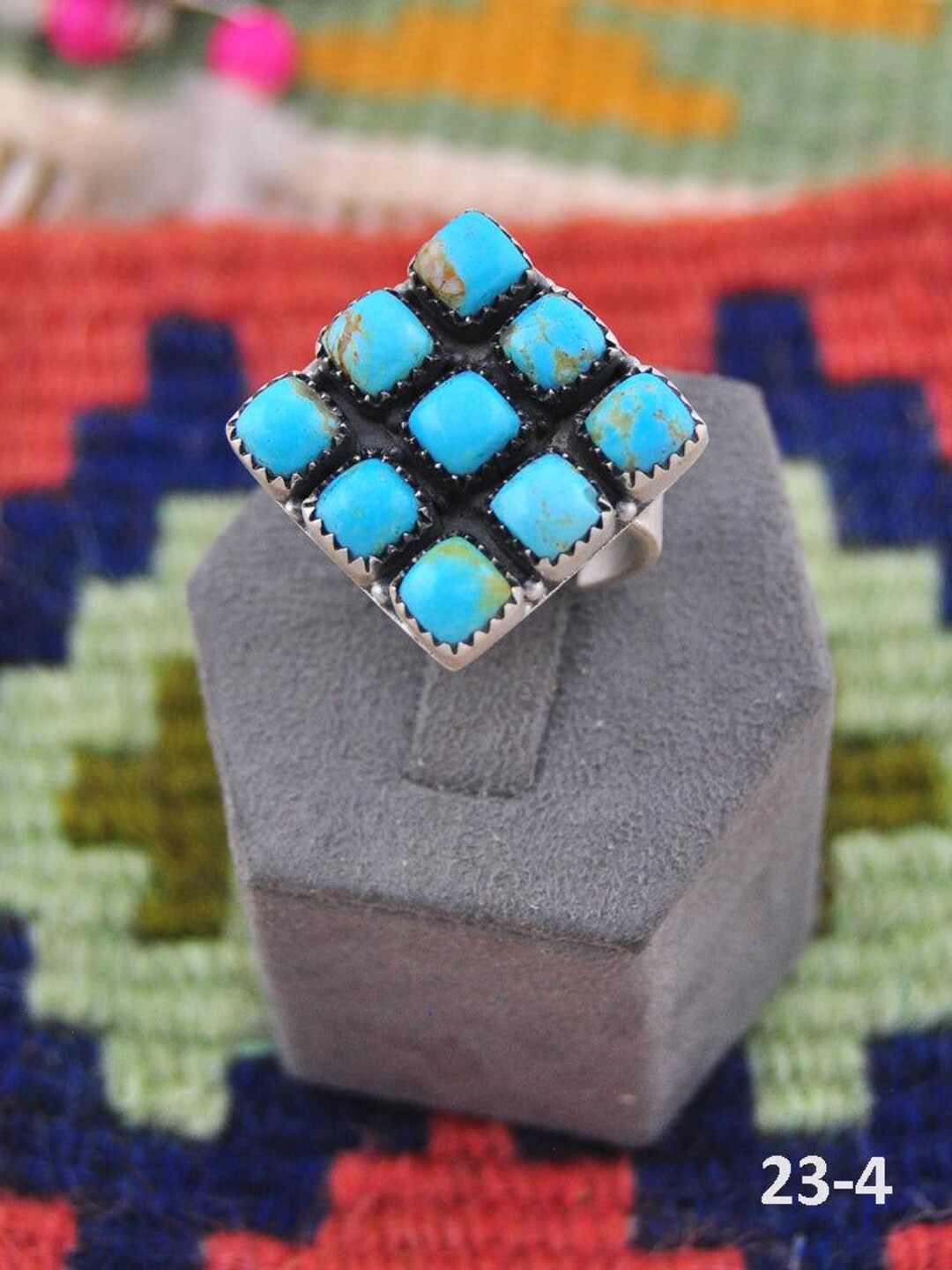 Southwest Made Kingman Turquoise & Sterling Silver Adjustable Ring - Etsy