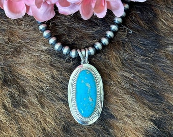 Navajo Made Kingman Turquoise & Sterling Silver Pendant - Etsy