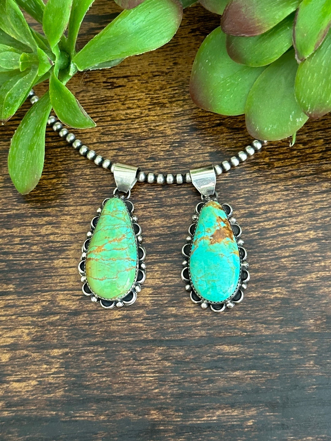 Fred Martinez Kingman Turquoise & Sterling Silver Pendant - Etsy