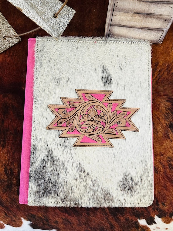 Genuine Tooled Leather & Cowhide Planner - image 1
