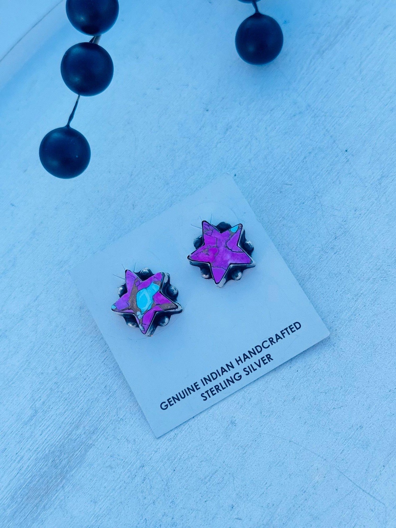 Tia Long Cotton Candy Composite & Sterling Silver Post Star Earrings - Etsy