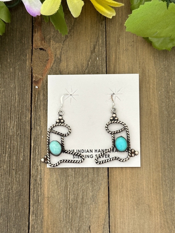 Navajo Made Kingman Turquoise & Sterling Silver D… - image 1