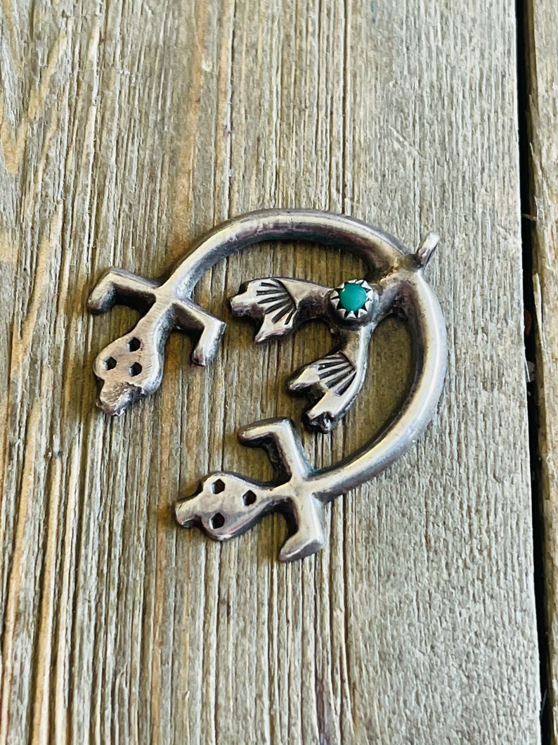 Vintage Navajo Turquoise /& Sterling Silver Naja Pendant
