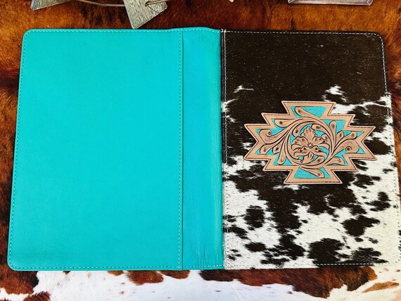 Genuine Tooled Leather & Cowhide Planner - image 3