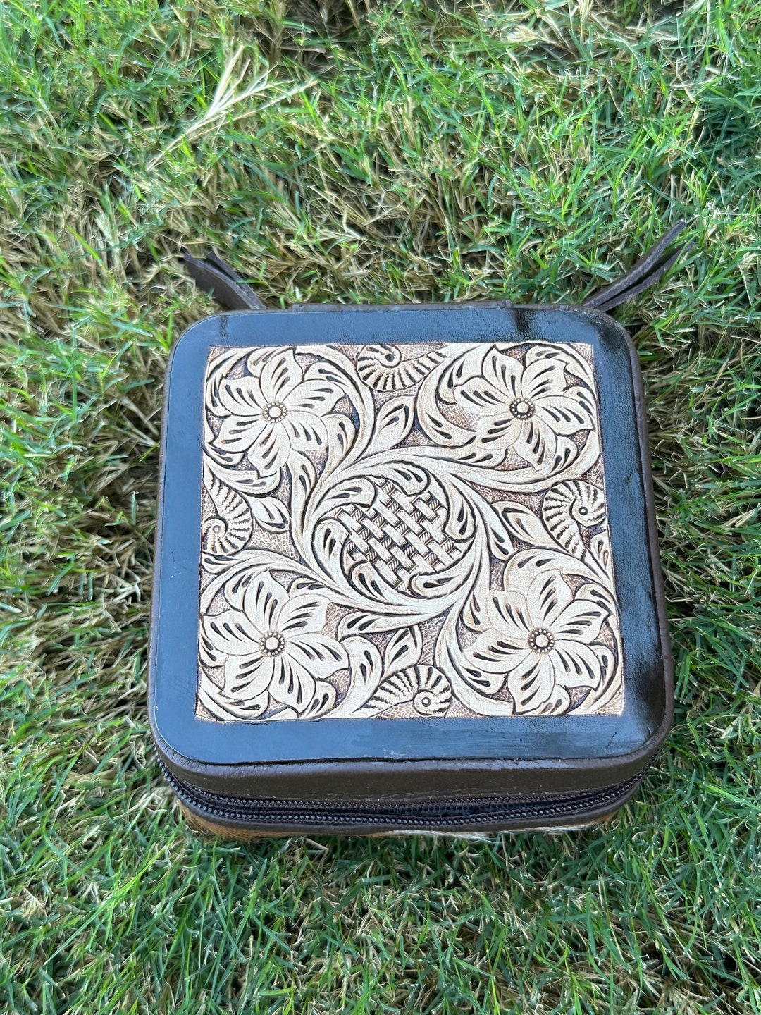 Genuine Tooled Leather Cowhide Jewelry Box Etsy