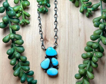 Navajo Made Golden Hills Turquoise & Sterling Silver Necklace