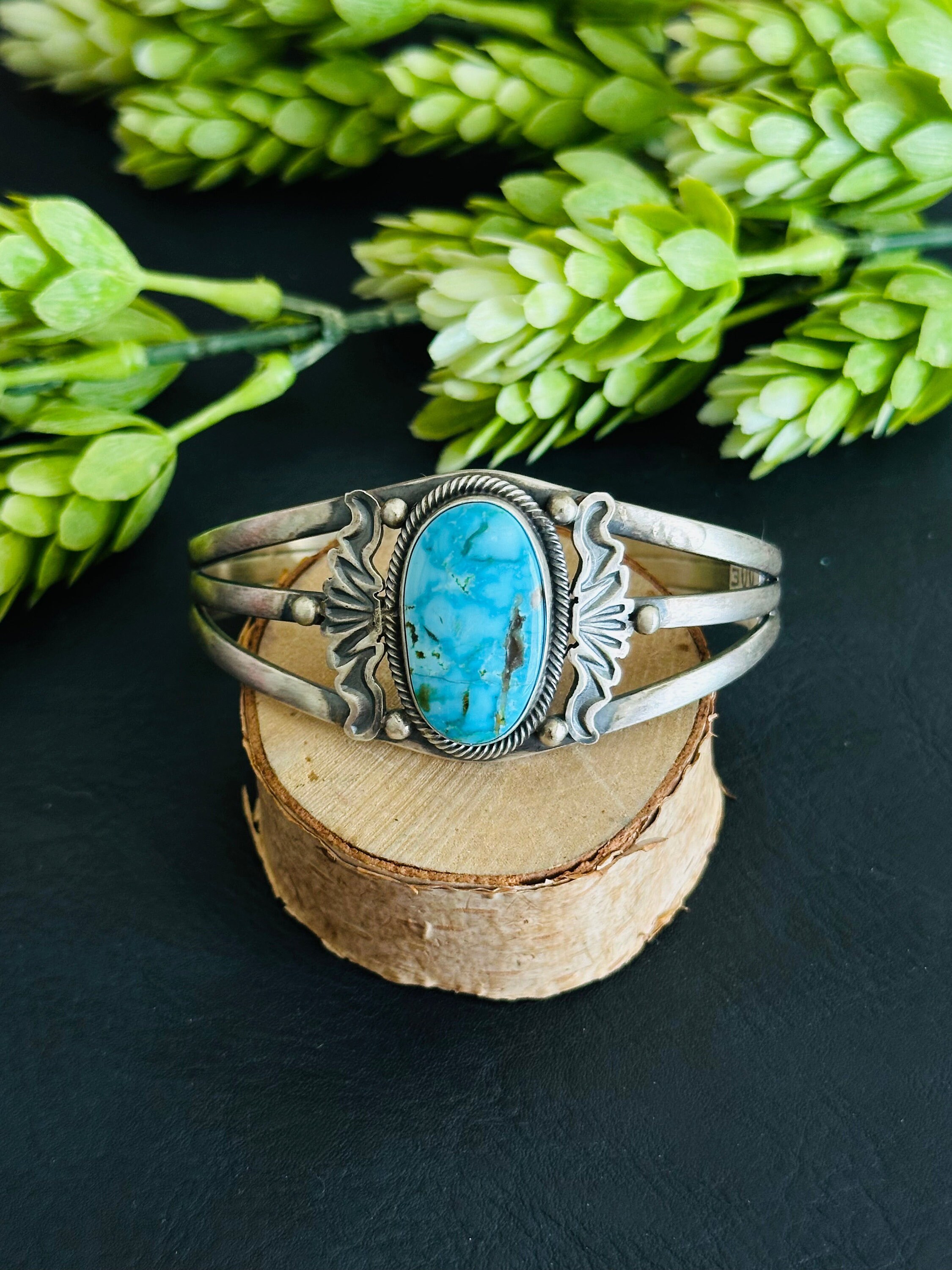 Paul Yellowhorse Vintage Native American Navajo Green Spider Turquoise Sterling Silver Bracelet Paul Yellowhorse Vintage Native American Navajo Green Spider Turquoise Sterling Silver Bracelet