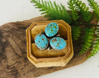 Kathleen Chavez Sonoran Mountain Turquoise & Sterling Silver Ring Size 7.25