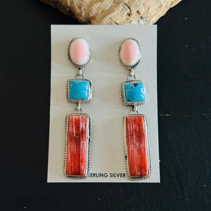Marcella James Multi Stone & Sterling Silver Post Dangle Earrings