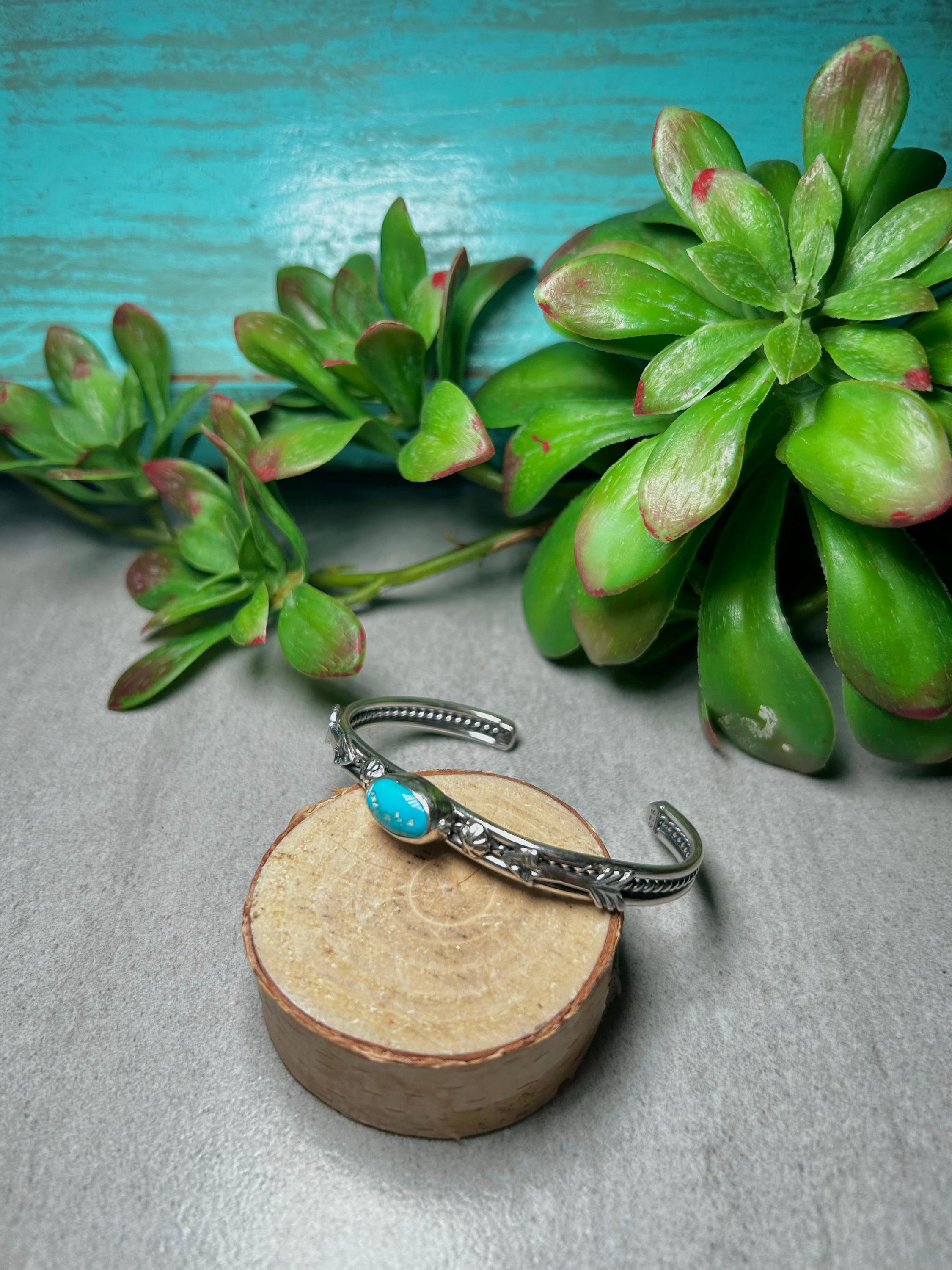 Navajo Made Kingman Turquoise & Sterling Silver Cuff Bracelet - Etsy