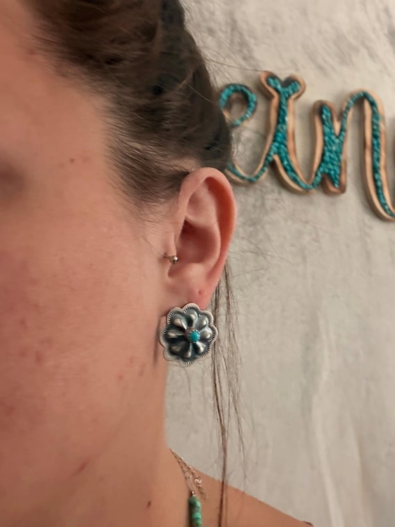 Navajo Made Sleeping Beauty Turquoise & Sterling Silver Post