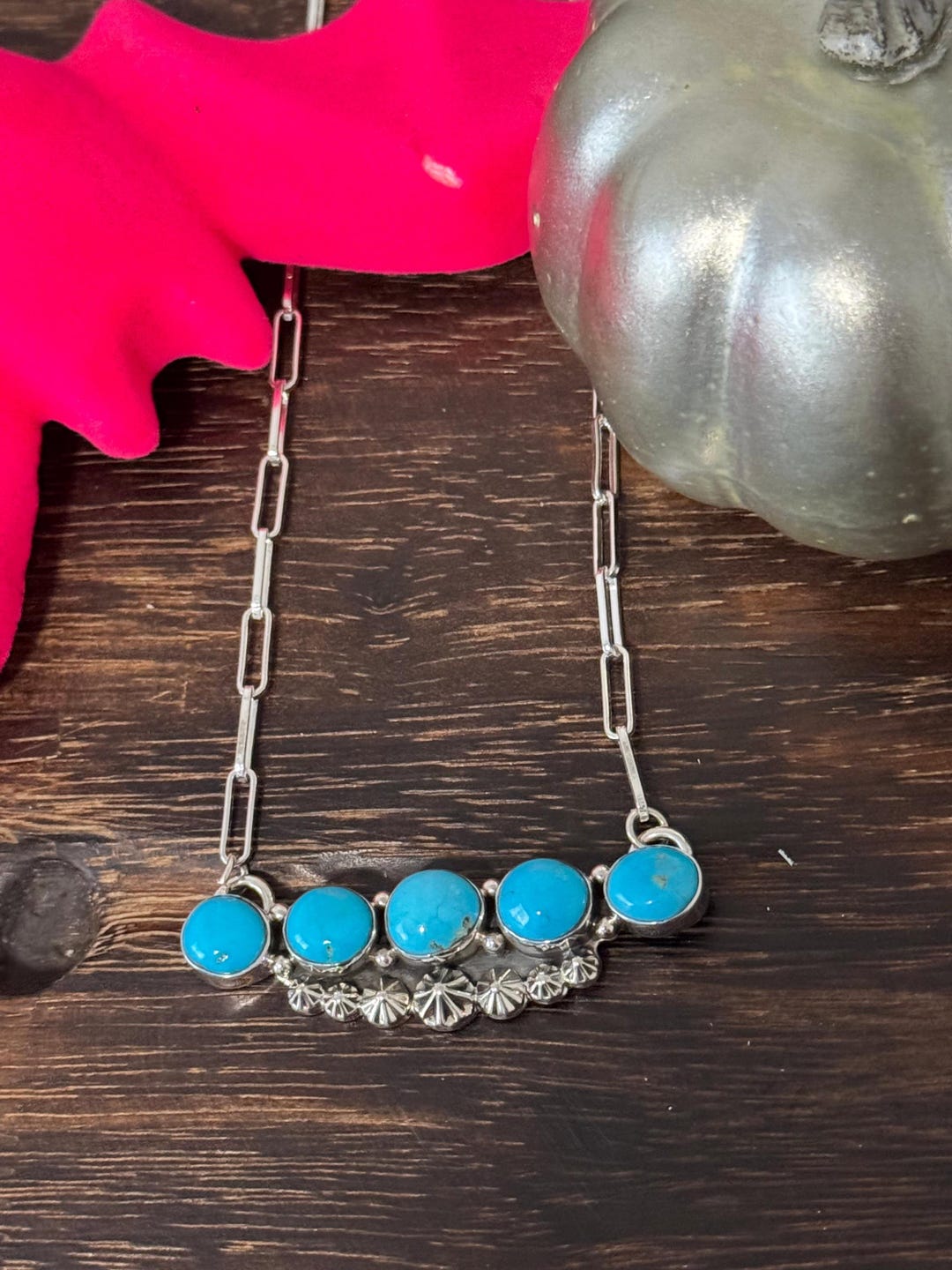 Southwest Handmade Kingman Turquoise & Sterling Silver Cluster Bar ...