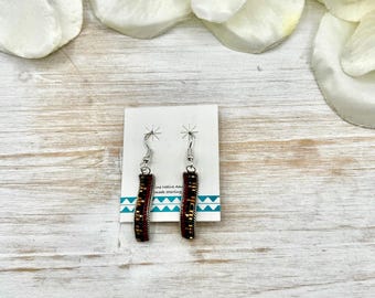 Navajo Made Beaded & Sterling Silver Hook Earrings