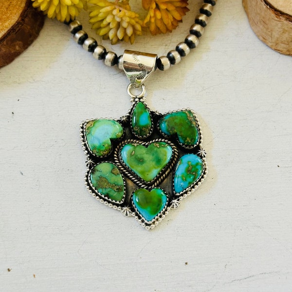 Southwest Handmade Sonoran Mountain Turquoise & Sterling Silver Pendant