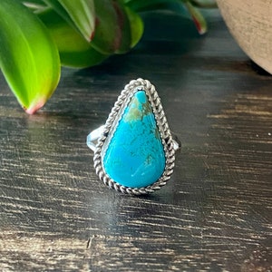 Reda Galvan South Hill Turquoise & Sterling Silver Ring Size 7.75