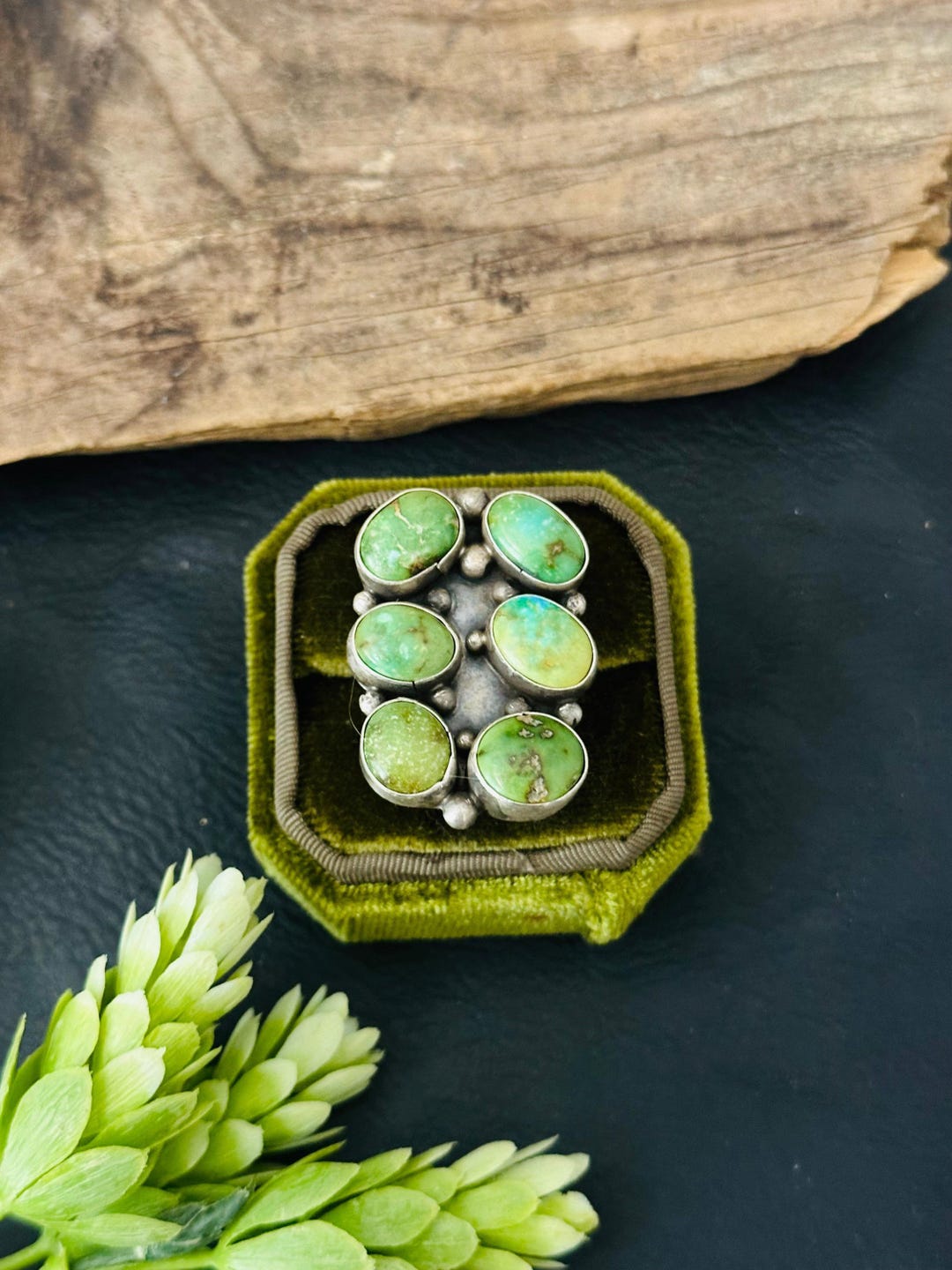 •SONORAN GOLD TURQUOISE• Navajo silver ring - size 10.25