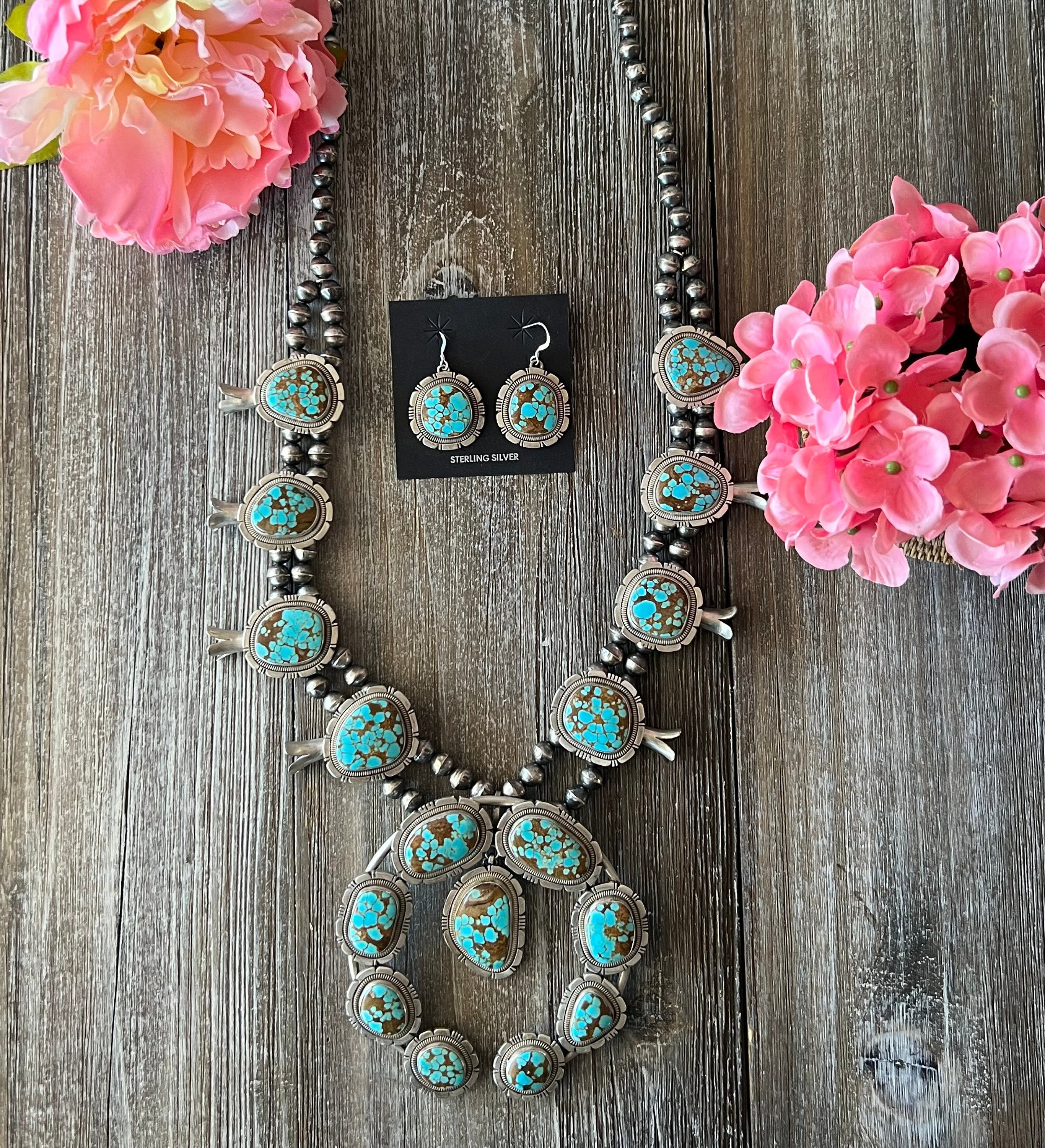 Wydell Billie 8 Turquoise Sterling Silver Squash Blossom