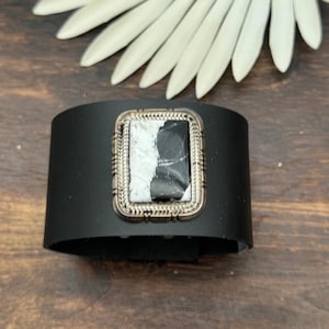 Julia Etsitty White Buffalo & Genuine Leather Bracelet
