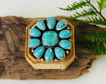 Ella Peters White Water Turquoise & Sterling Silver Ring Size 5.5