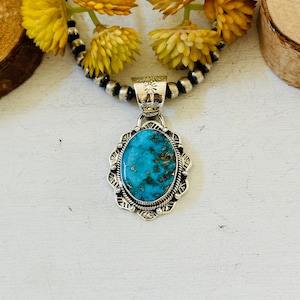Southwest handgemaakte Blue Ridge Turquoise en sterlingzilveren hanger