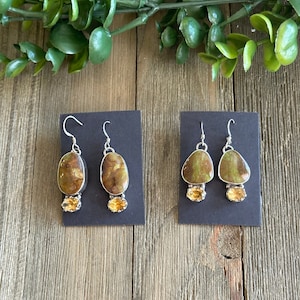 Navajo Made Multi Stone & Sterling Silver Dangle Earrings