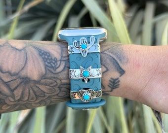 Kingman Turquoise & Sterling Silver Cactus Watch Charms